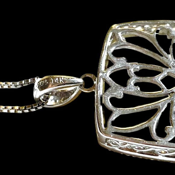 14K Gold Over Sterling Silver Floral Pendant - Picture 6 of 8